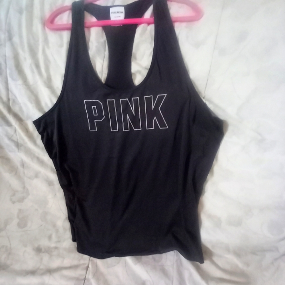 New PINK ACTIVE womens Black TANK
